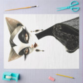 Art Deco Schwarz-weiß Feline Decoupage Seidenpapier (Basteln)