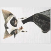 Art Deco Schwarz-weiß Feline Decoupage Seidenpapier (Vorderseite)