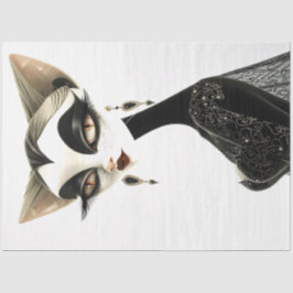 Art Deco Schwarz-weiß Feline Decoupage Seidenpapier