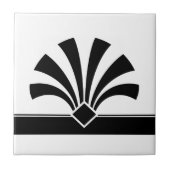 Art Deco Schwarz-weiß Geometric Blume Element 06 Fliese (Vorderseite)