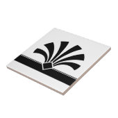 Art Deco Schwarz-weiß Geometric Blume Element 06 Fliese (Seite)
