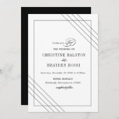 Art Deco Schwarz-weiß Hochzeit Einladung (Vorne/Hinten)