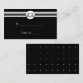 Art Deco Schwarz-weiß Medallion Hochzeiten Platzka Platzkarte (Vorne/Hinten)