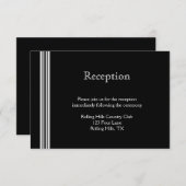 Art Deco Schwarz-weiß Medallion Hochzeitsempfang Begleitkarte (Vorne/Hinten)