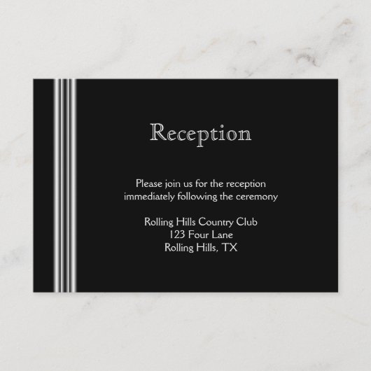 Art Deco Schwarz-weiß Medallion Hochzeitsempfang Begleitkarte (Vorderseite)