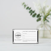 Art Deco Schwarz Weiß QR-Code-Logo Professionell Terminkarte (Stehend Vorderseite)