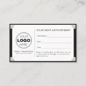 Art Deco Schwarz Weiß QR-Code-Logo Professionell Terminkarte (Vorderseite)