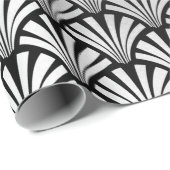 Art Deco Schwarz-weiß Silver Gray Scales Seashells Geschenkpapier (Rolleneckpunkt)