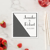 Art Deco Schwarz-Weiß-Streifen Hochzeit Serviette (Beispiel)