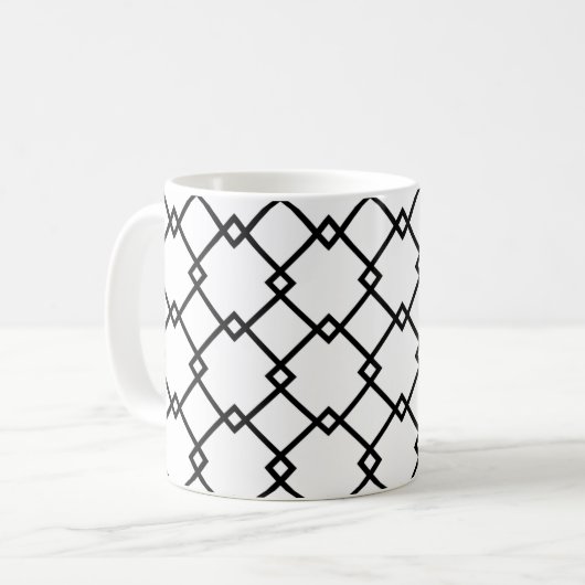 Art Deco Schwarz-weiß Strip Retro Muster Tasse (Vorderseite Links)