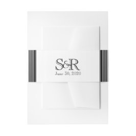 Art Deco Schwarz-weiß Stripe Wedding Bly Band