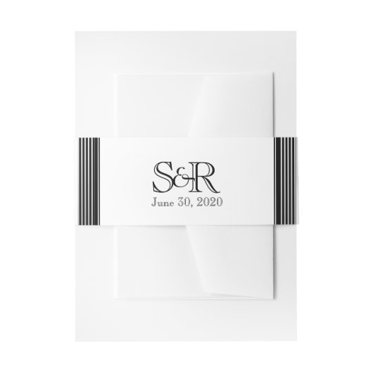 Art Deco Schwarz-weiß Stripe Wedding Bly Band (Vorderseite Beispiel)