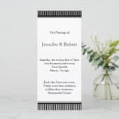 Art Deco Schwarz-weiß Stripe Wedding Programm (Stehend Vorderseite)