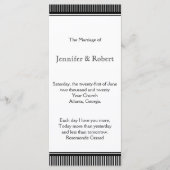 Art Deco Schwarz-weiß Stripe Wedding Programm (Vorderseite)