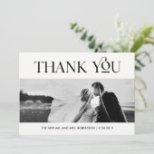 Art Deco Schwarz-Weiß | Wedding Foto Vielen Dank Dankeskarte (Stehend Vorderseite)