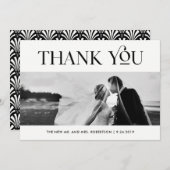 Art Deco Schwarz-Weiß | Wedding Foto Vielen Dank Dankeskarte (Vorne/Hinten)