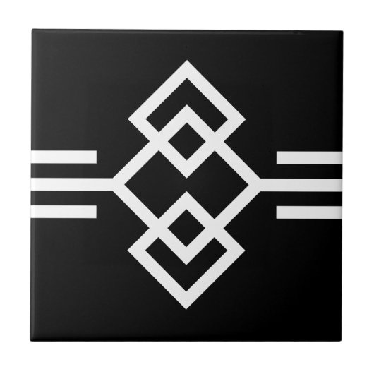 Art Deco Schwarz-weiße einfache geometrische Grenz Fliese (Vorderseite)
