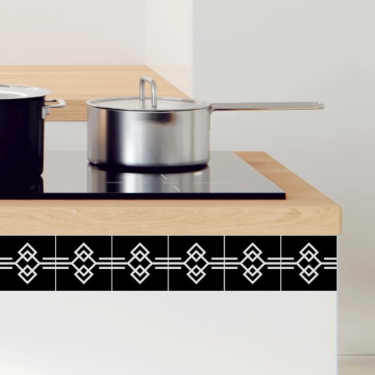 Art Deco Schwarz-weiße einfache geometrische Grenz Fliese