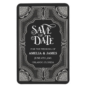 Art Deco Schwarz-Weiße Hochzeit Save the Date Magnet