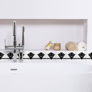 Art Deco Schwarz-weiße schicke geometrische Grenze Fliese