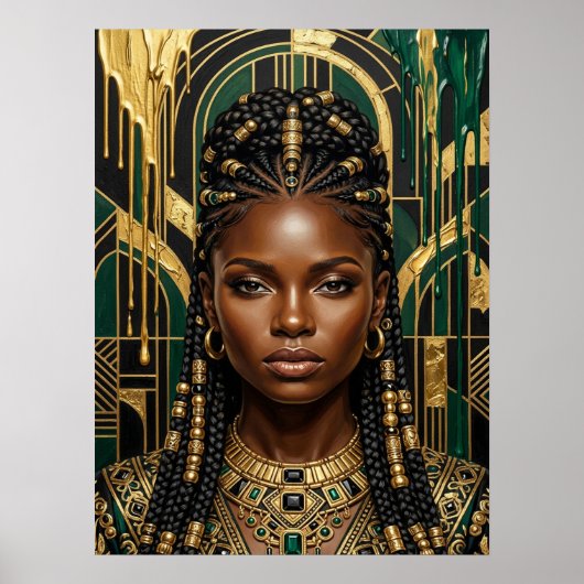 Art Deco Schwarze Frau Poster (Vorne)