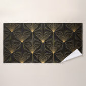 Art Deco: Schwarze Gold Elegance. Badehandtuch (Badehandtuch)