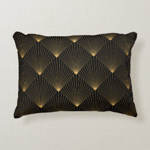 Art Deco: Schwarze Gold Elegance. Dekokissen
