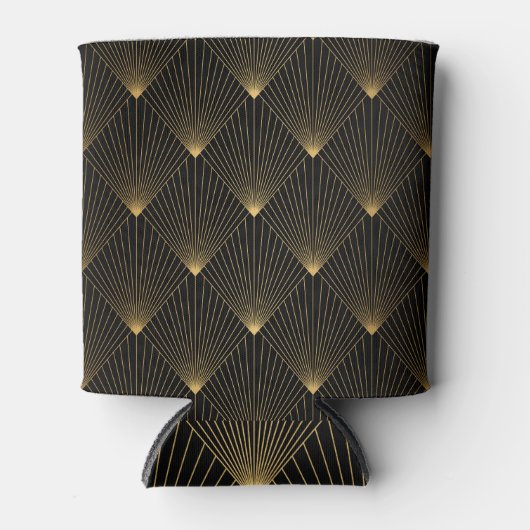 Art Deco: Schwarze Gold Elegance. Dosenkühler (Vorderseite)