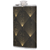 Art Deco: Schwarze Gold Elegance. Flachmann (Links)