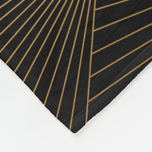 Art Deco: Schwarze Gold Elegance. Fleecedecke (Ecke)