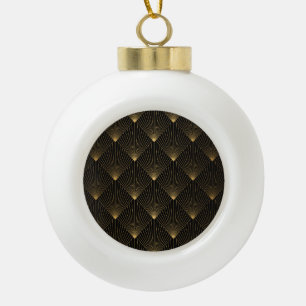 Art Deco: Schwarze Gold Elegance. Keramik Kugel-Ornament