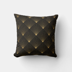 Art Deco: Schwarze Gold Elegance. Kissen
