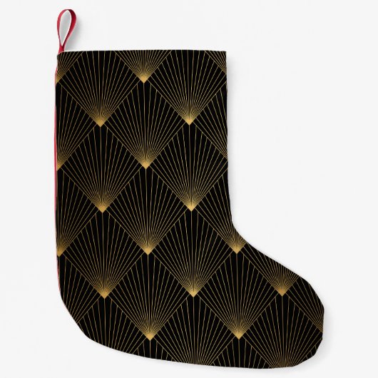 Art Deco: Schwarze Gold Elegance. Kleiner Weihnachtsstrumpf (Vorderseite)