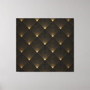 Art Deco: Schwarze Gold Elegance. Leinwanddruck