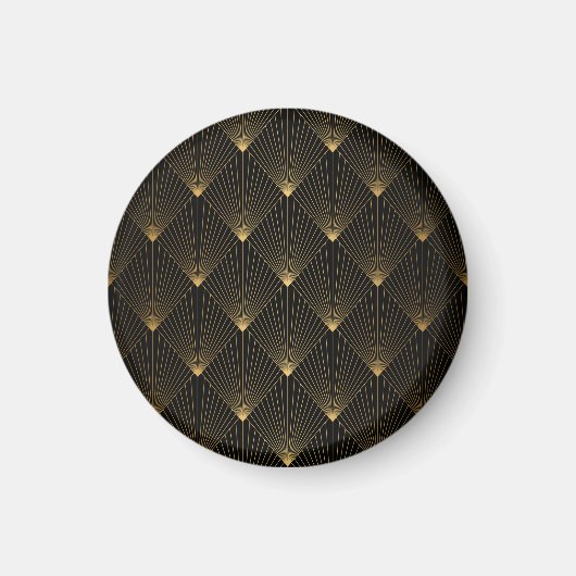 Art Deco: Schwarze Gold Elegance. Magnet (Vorne)