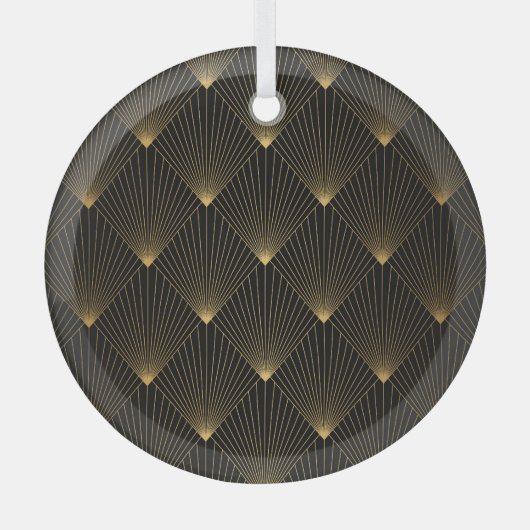 Art Deco: Schwarze Gold Elegance. Ornament Aus Glas (Vorderseite)