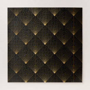 Art Deco: Schwarze Gold Elegance. Puzzle