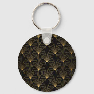 Art Deco: Schwarze Gold Elegance. Schlüsselanhänger