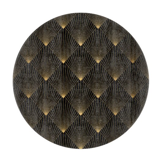 Art Deco: Schwarze Gold Elegance. Schneidebrett (Vorderseite)