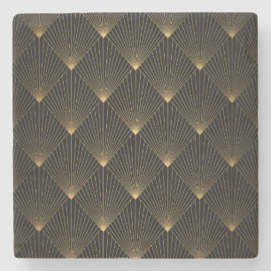 Art Deco: Schwarze Gold Elegance. Steinuntersetzer