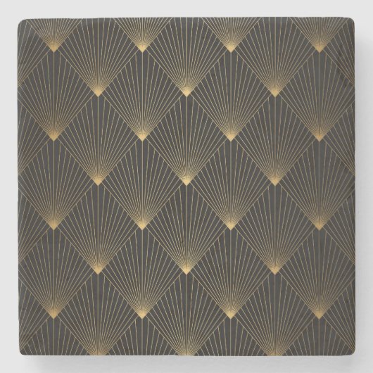 Art Deco: Schwarze Gold Elegance. Steinuntersetzer (Vorderseite)