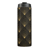 Art Deco: Schwarze Gold Elegance. Thermosbecher (Vorderseite)