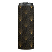 Art Deco: Schwarze Gold Elegance. Thermosbecher (Rückseite)