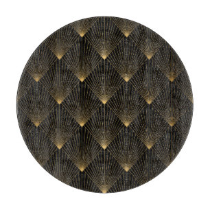 Art Deco: Schwarze Goldeleganz. Schneidebrett