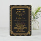 Art Deco Schwarze Hochzeitsprogramme Programm (Stehend Vorderseite)
