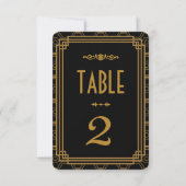 Art Deco Schwarze Hochzeitstischnummern Einladung (Vorderseite)