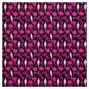 ART DECO SCHWARZE PINK FUCHSIA BLUME, WEISSE PARRO STOFF
