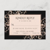 Art Deco | Schwarzer Kupferstich RSVP Karte (Vorderseite)