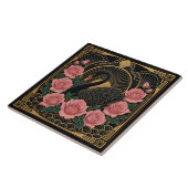 Art Deco Schwarzer Schwan und rosa Rosen Fliese (Seite)