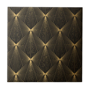 Art Deco,schwarzes Gold,chic,elegant,Muster,klasse Fliese